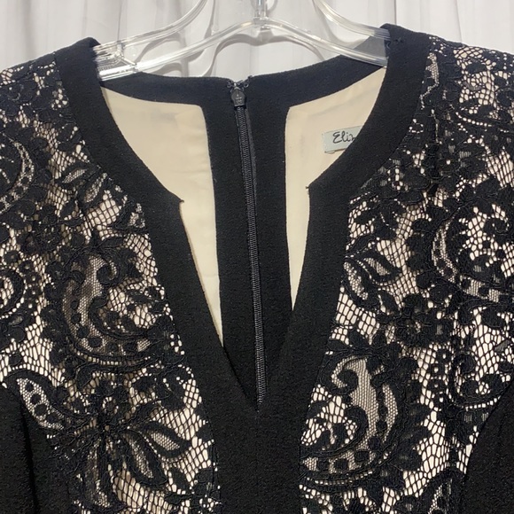 Eliza J Black Fitted Dress with Lace - Picture 3 of 5